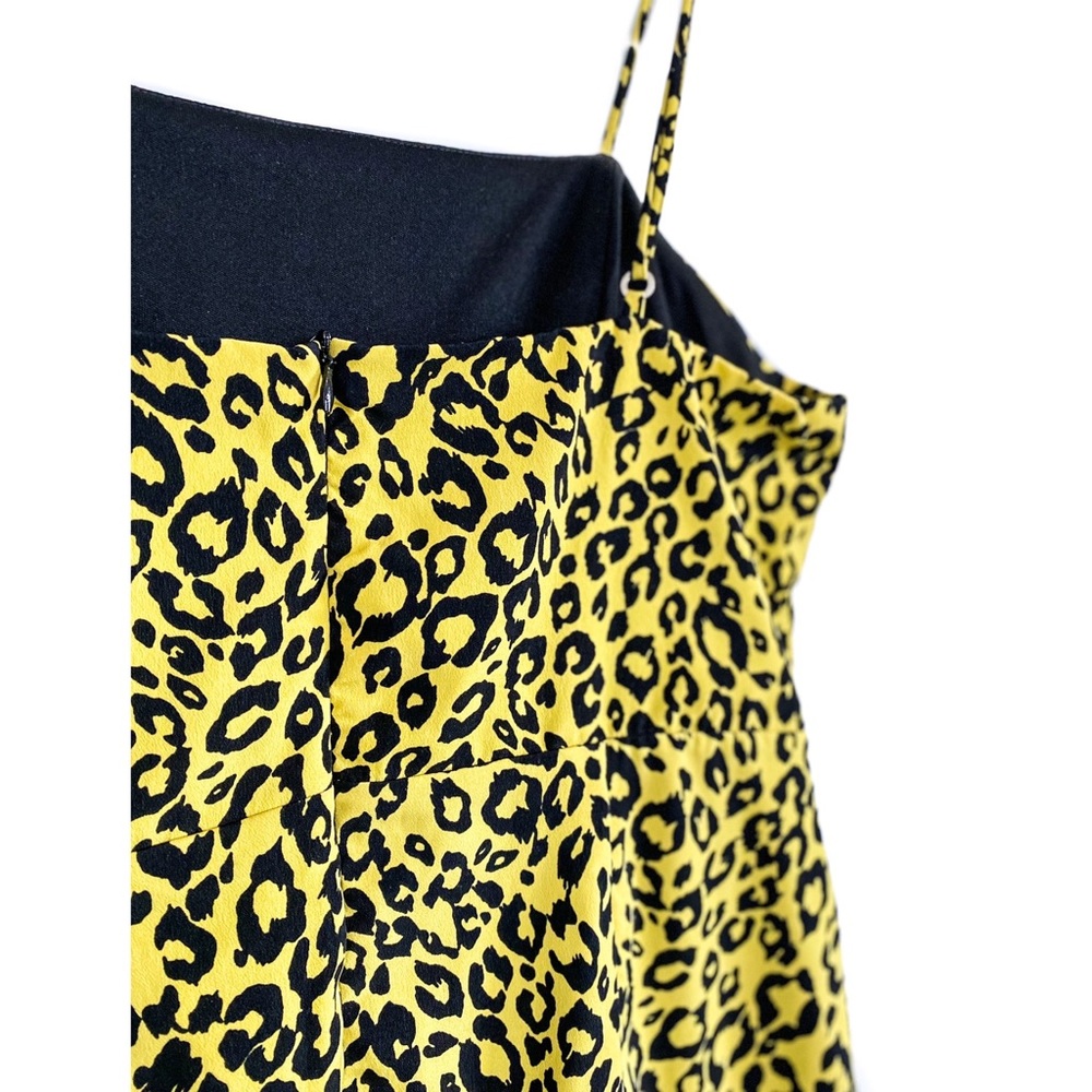 Emory Park Leopard Cheetah Spaghetti Strap Mini Dress, Neon Yellow - Size L - Picture 7 of 9